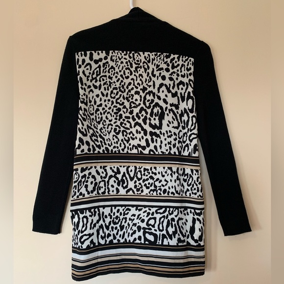 CHICO'S open Cardigan, black, animal print, cotton blend, size S, knitted, layer - Picture 7 of 7